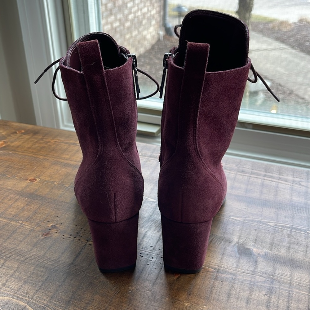 Plum waterproof faux suede bootie - Picture 3 of 7